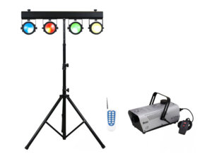 Mobilny zestaw oświetleniowy LED (oświetlenie dyskotekowe) z wytwornicą dymu