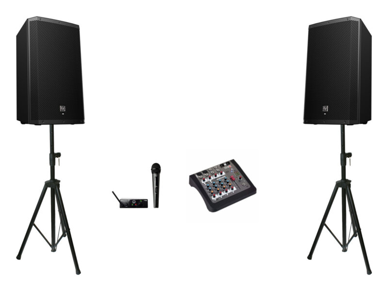 Zestaw nagłośnieniowy na imprezę, event, wesele do 100 osób z mikrofonem bezprzewodowym